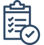 A clipboard with a checklist, marked with checks indicating completion.