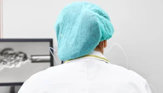 Lab technician examining frozen and fresh donor eggs.