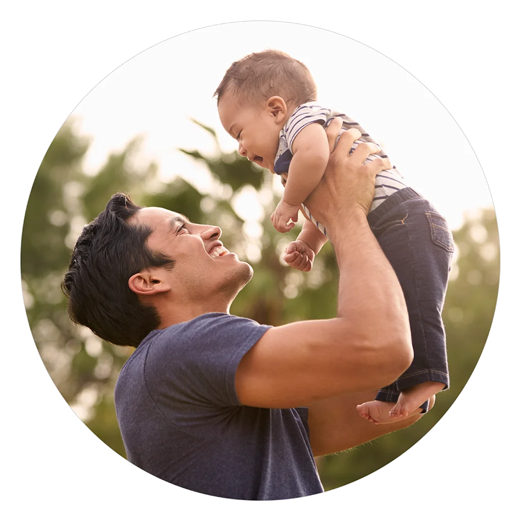 Father happy with baby